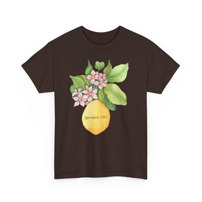 Lemon Blossom T-Shirt — Genesis 1:29 Floral Faith Tee