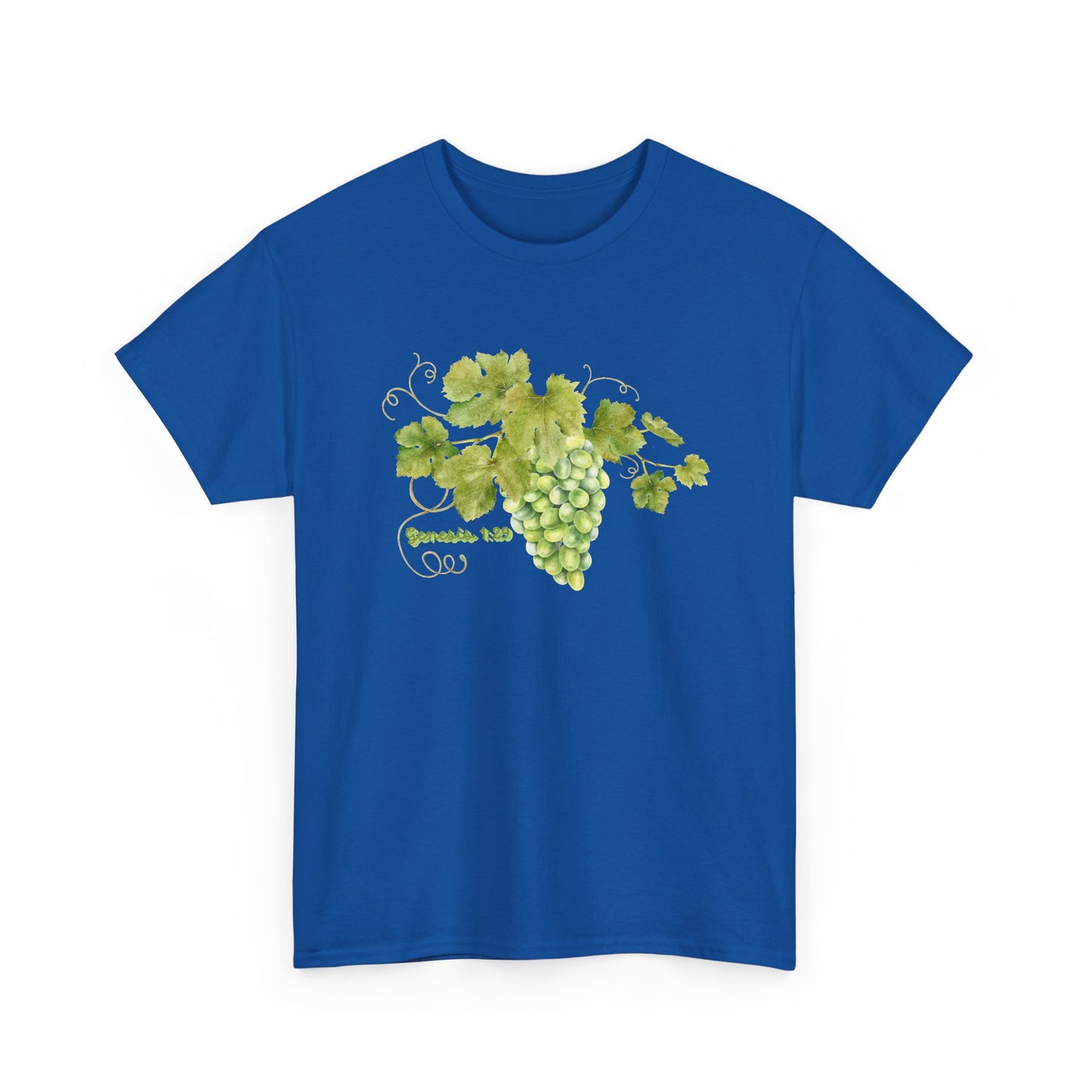 Genesis 1:29 Grapevine Watercolor T-Shirt — Green Grape Vines Tee