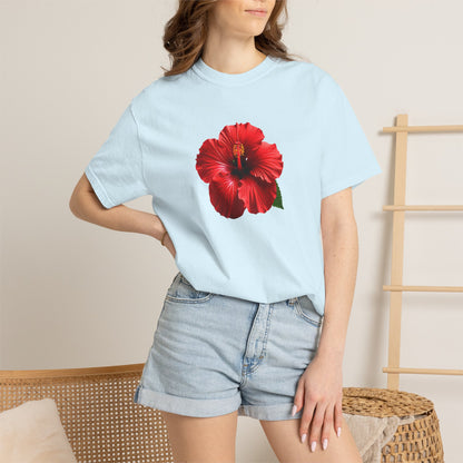 Hibiscus Bloom T-Shirt — Red Floral Graphic Tee