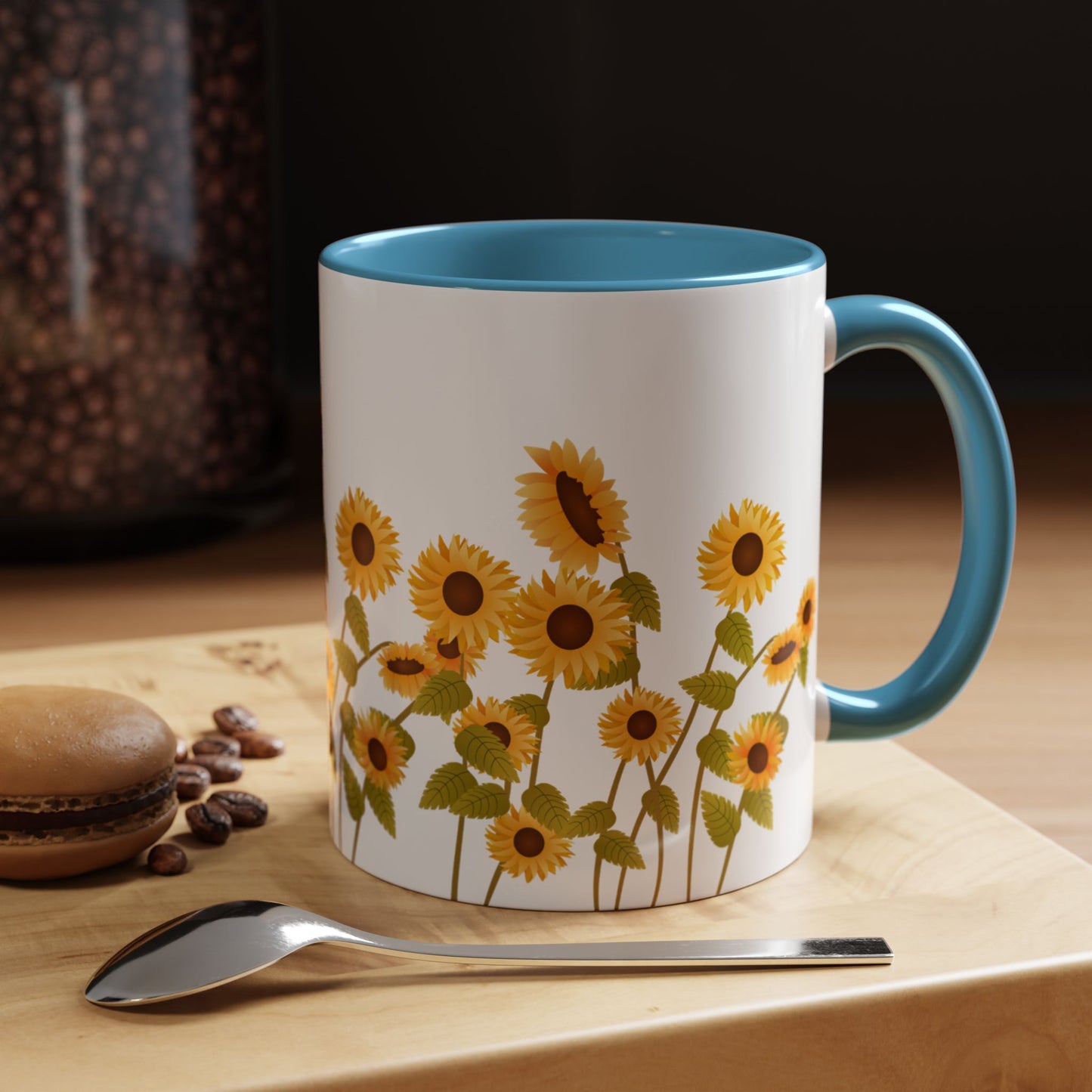 Sunflower Field Accent Tea Mug – Bright Floral 11/15oz Ceramic