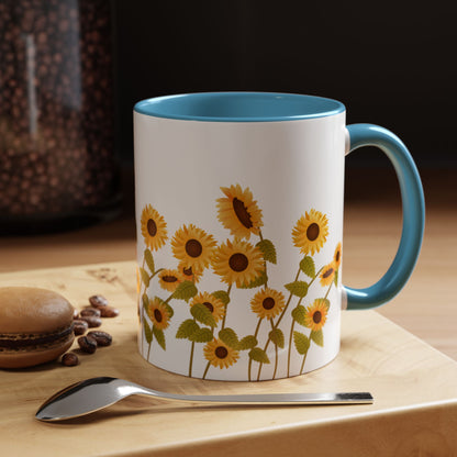 Sunflower Field Accent Tea Mug – Bright Floral 11/15oz Ceramic