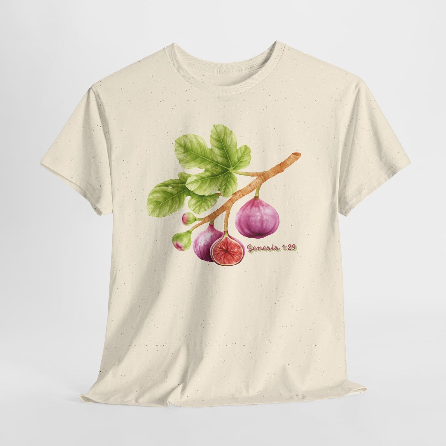 Fig Branch T‑Shirt — Botanical Fig Illustration Tee with Scripture (Genesis 1:29)