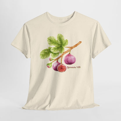 Fig Branch T‑Shirt — Botanical Fig Illustration Tee with Scripture (Genesis 1:29)