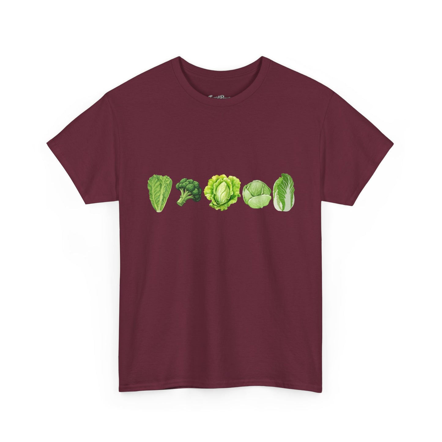 Vegetable Row T-Shirt — Green Veggies Lettuce Broccoli Cabbage Graphic Tee