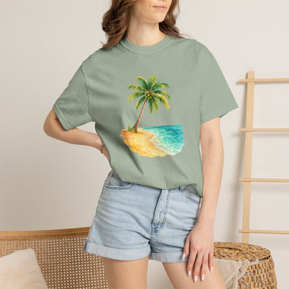 Tropical Palm Beach T-Shirt — Watercolor Island Graphic Tee
