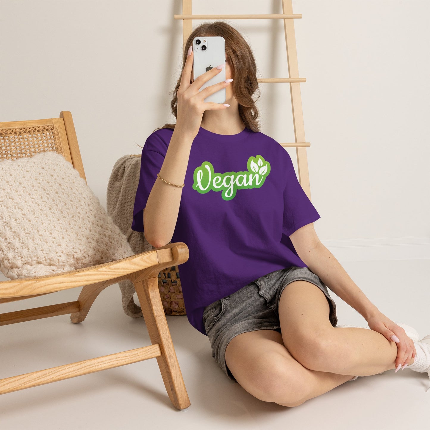 Vegan Script Tee — Green Leaf Eco-Friendly T-Shirt