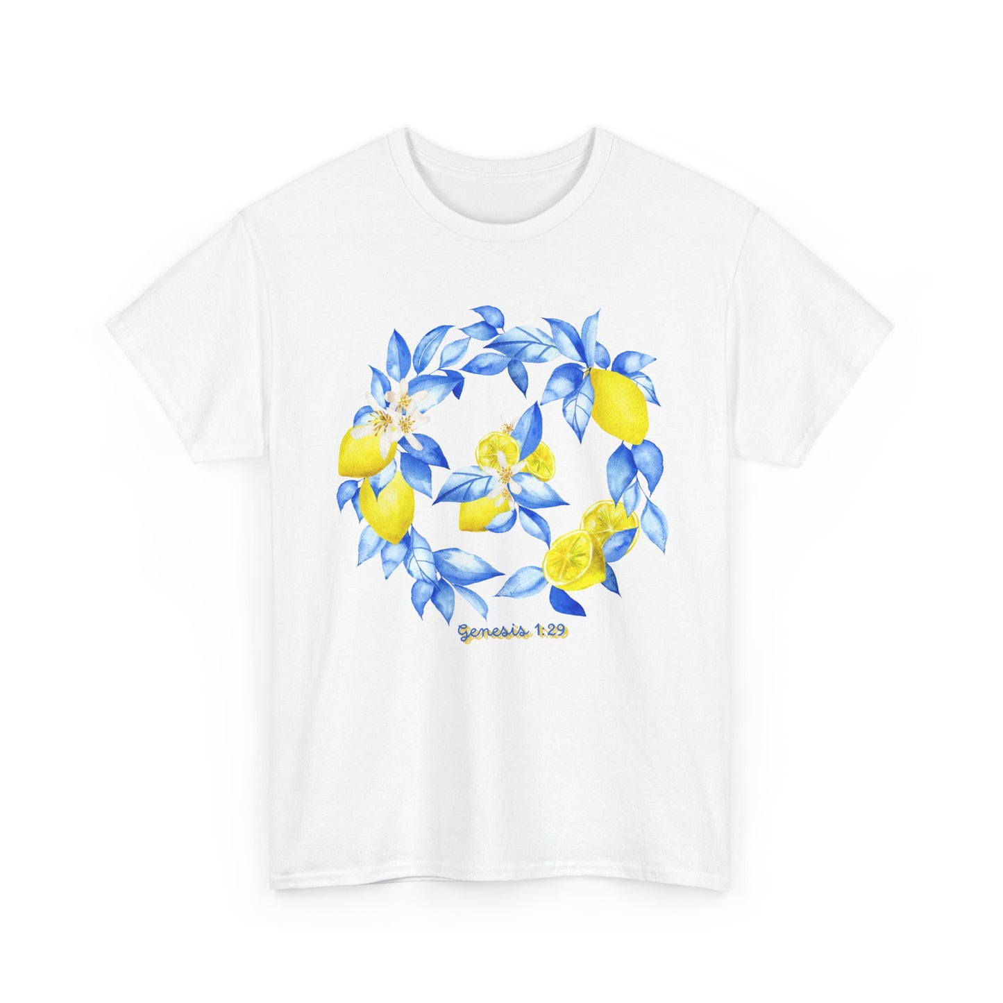 Lemon Wreath Graphic Tee — Genesis 1:29 Floral Scripture T-Shirt