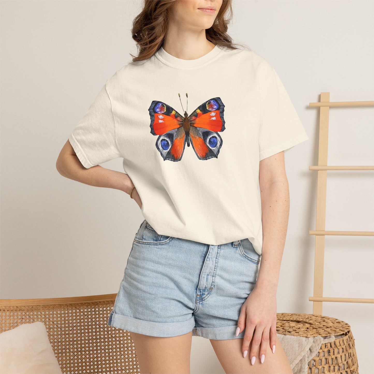 Butterfly Graphic T-Shirt — Peacock Eye Floral Tee