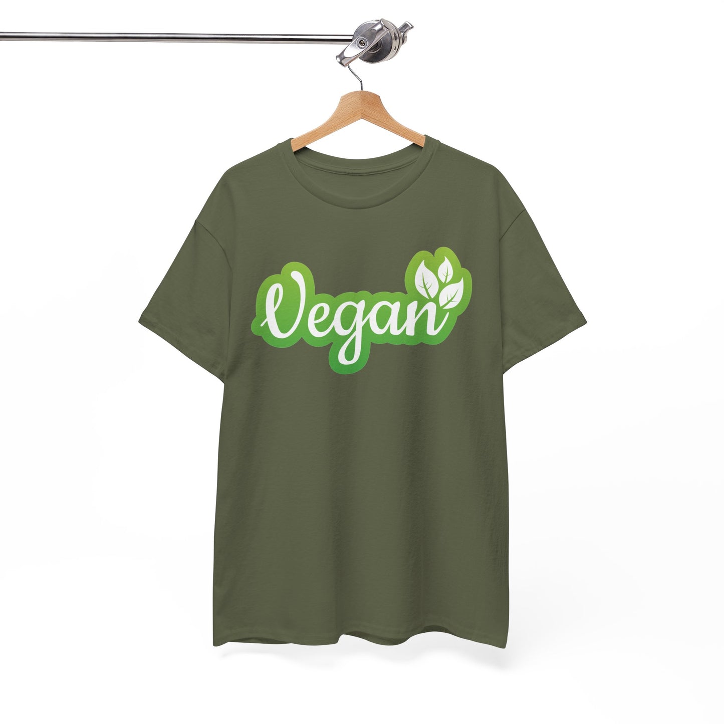 Vegan Script Tee — Green Leaf Eco-Friendly T-Shirt
