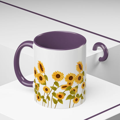 Sunflower Field Accent Tea Mug – Bright Floral 11/15oz Ceramic
