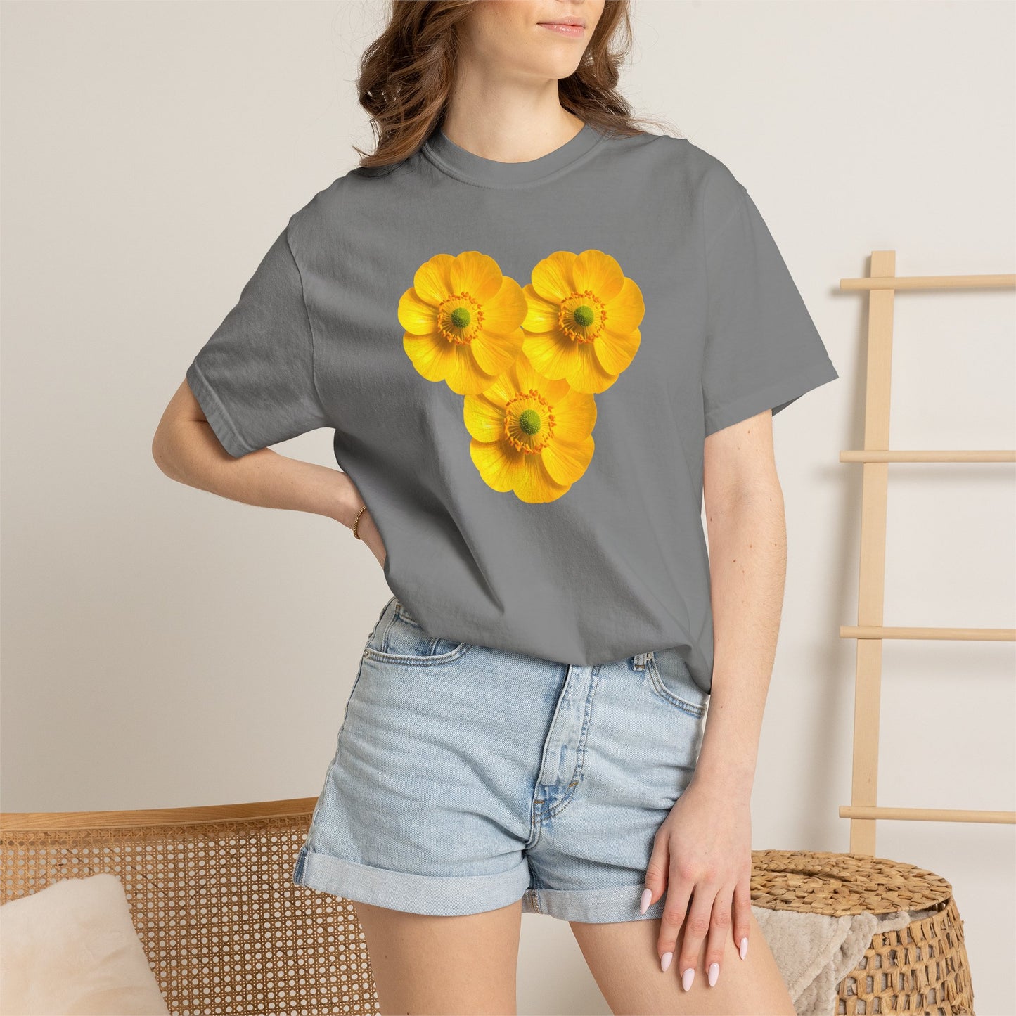 Yellow Floral Heart T-Shirt