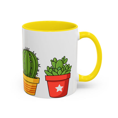 Cactus & Succulent Accent Coffee Mug — Cute Potted Plants 11/15oz