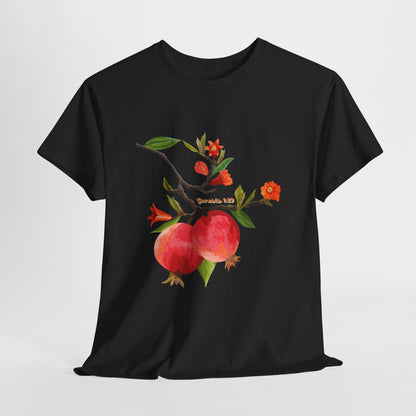Pomegranate Bloom T-Shirt — Botanical Fruit Watercolor Tee
