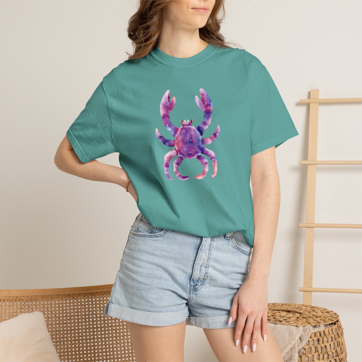 Watercolor Crab T-Shirt — Coastal Beach Vibes Graphic Tee