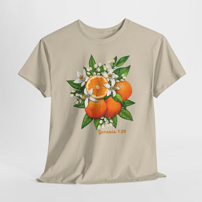 Orange Blossom Tee — Genesis 1:29 Fruit Illustration Shirt
