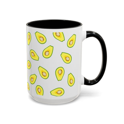 Avocado Pattern Coffee Mug — Cute Avocado Print Accent Mug (11/15oz)