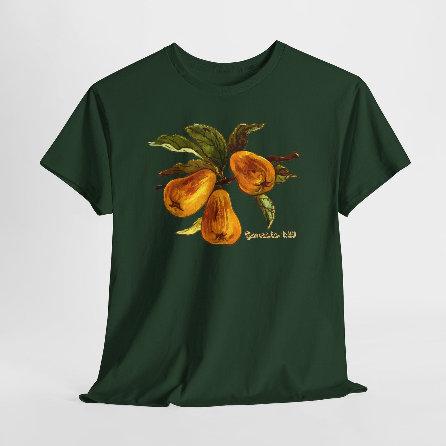 Pear Branch Tee — Watercolor Fruit Graphic T‑Shirt (Genesis 1:29)