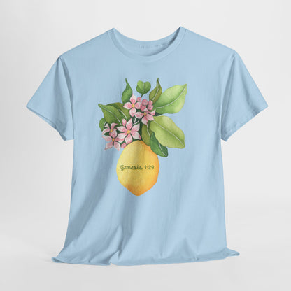 Lemon Blossom T-Shirt — Genesis 1:29 Floral Faith Tee