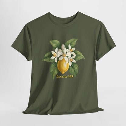 T-Shirt — Lemon Blossom Graphic Tee with 'Genesis 1:29' Scripture