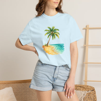 Tropical Palm Beach T-Shirt — Watercolor Island Graphic Tee