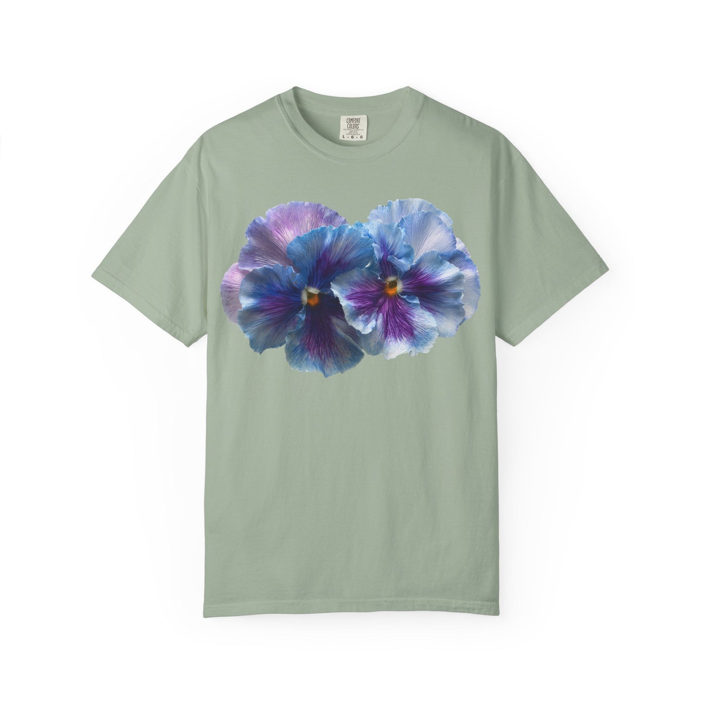 Pansy Watercolor T-Shirt — Purple Blue Floral Graphic Tee
