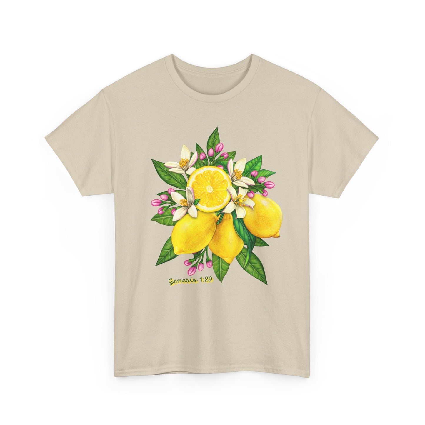 Lemon Blossom Tee — Botanical Citrus Graphic T‑Shirt (Genesis 1:29)