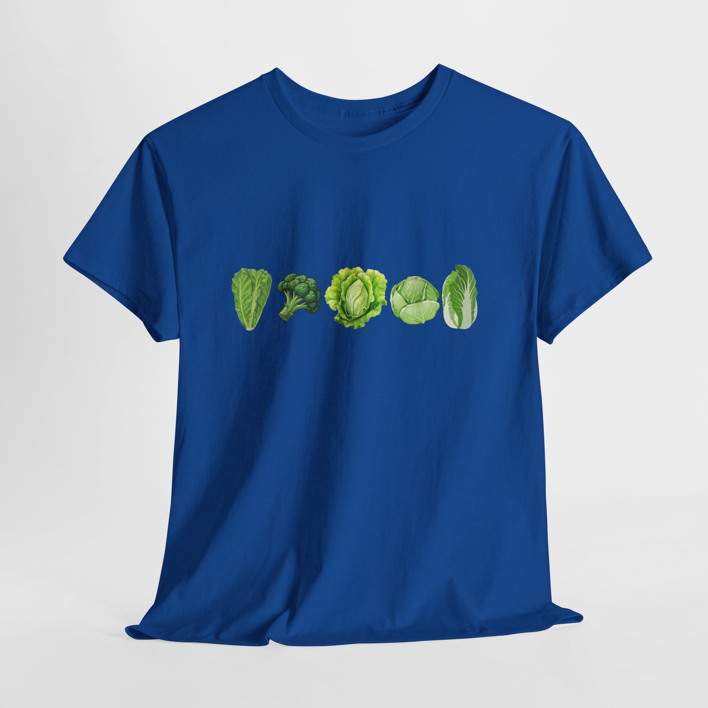 Vegetable Row T-Shirt — Green Veggies Lettuce Broccoli Cabbage Graphic Tee