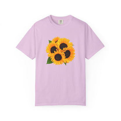 Sunflower Trio T-Shirt — Bright Floral Graphic Tee