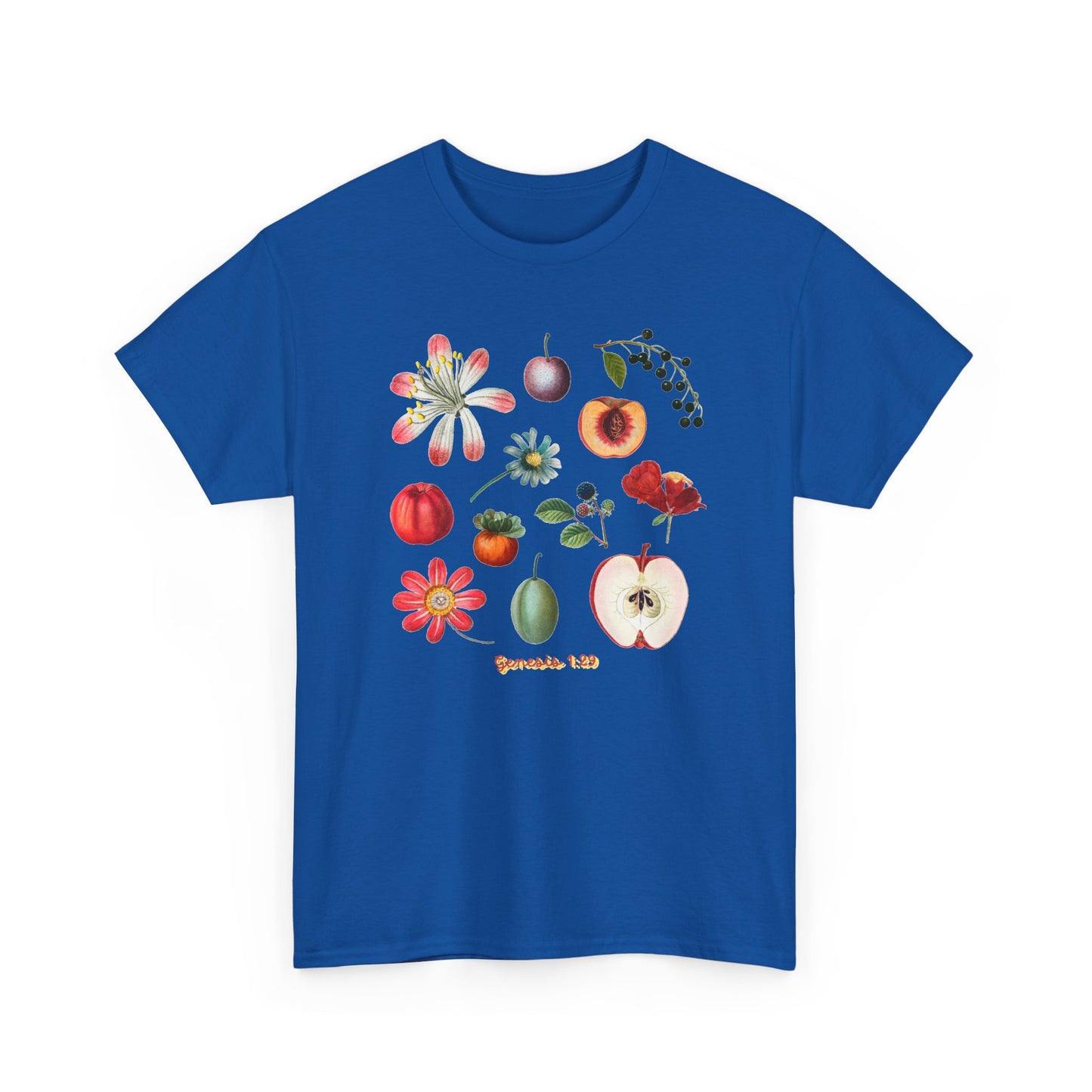 Botanical Fruit Garden T‑Shirt — Floral & Fruit Illustration Tee (Genesis 1:29)