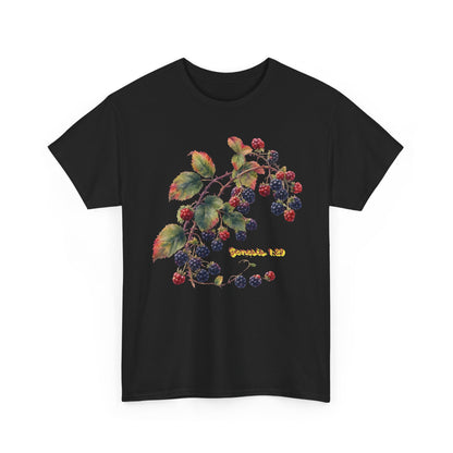Blackberry Branch T-Shirt — Botanical Berry Illustration with "Genesis 1:29"