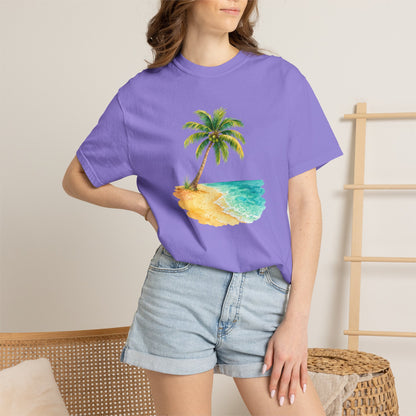 Tropical Palm Beach T-Shirt — Watercolor Island Graphic Tee