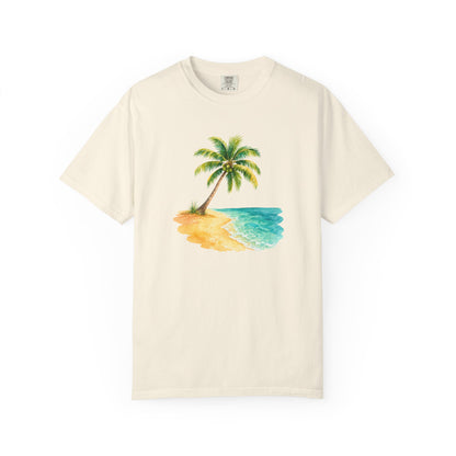 Tropical Palm Beach T-Shirt — Watercolor Island Graphic Tee