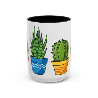 Cactus & Succulent Accent Coffee Mug — Cute Potted Plants 11/15oz