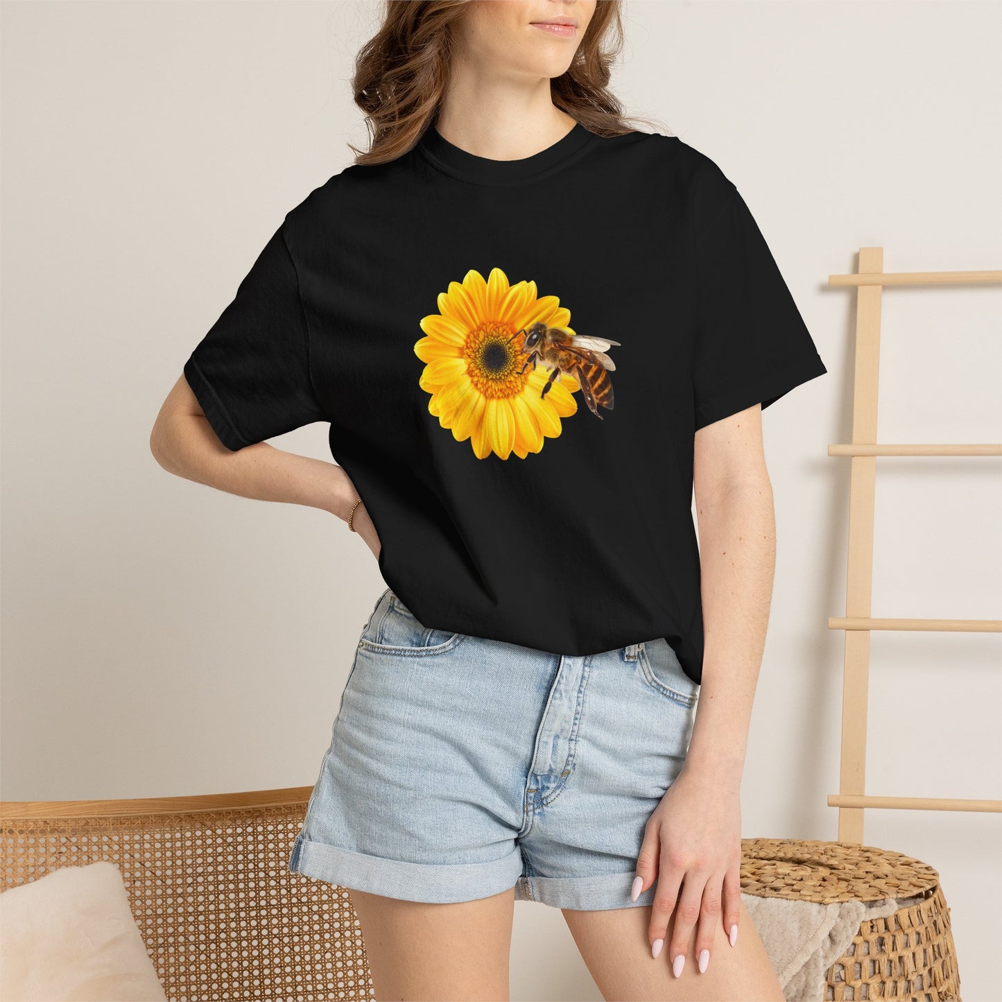 Sunflower & Bee T-Shirt — Floral Nature Graphic Tee
