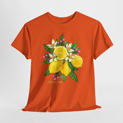 Lemon Blossom Tee — Botanical Citrus Graphic T‑Shirt (Genesis 1:29)