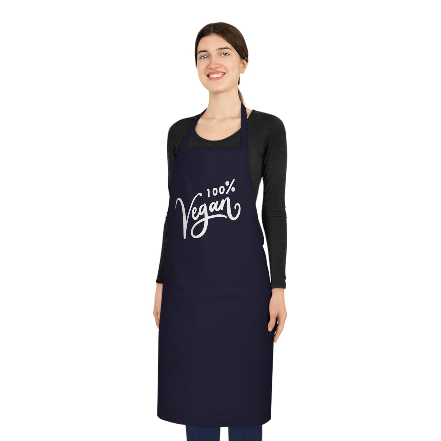 100% Vegan Cotton Apron — Black Chef Apron for Vegan Cooks & Kitchen Gifts