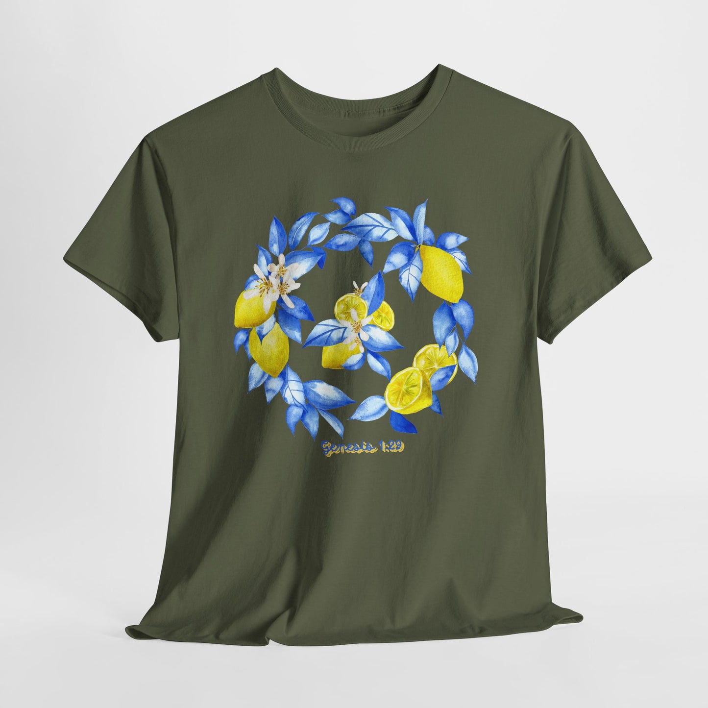 Lemon Wreath Graphic Tee — Genesis 1:29 Floral Scripture T-Shirt