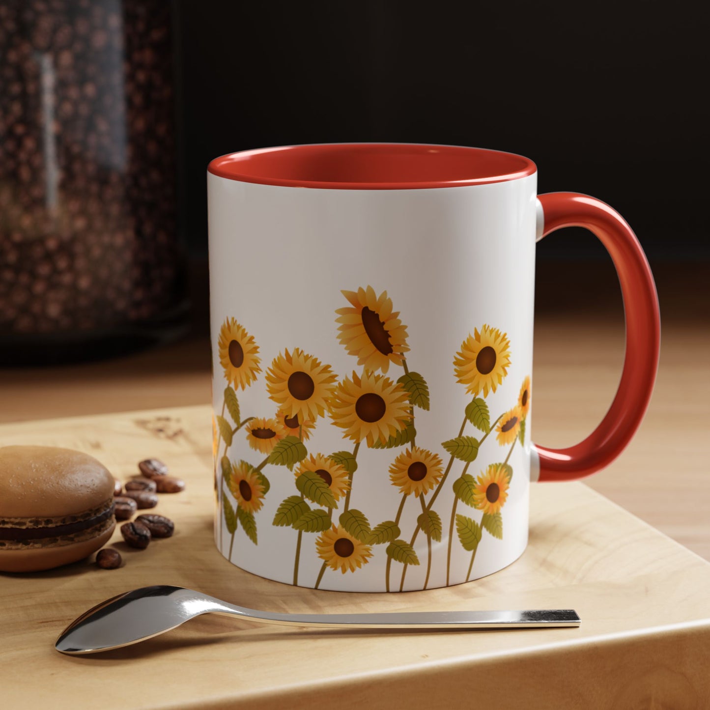 Sunflower Field Accent Tea Mug – Bright Floral 11/15oz Ceramic