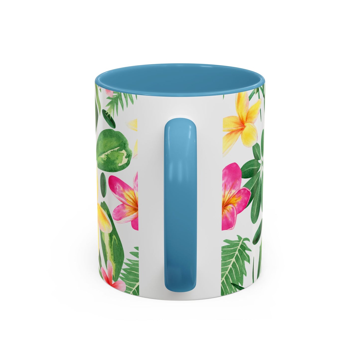 Tropical Floral Coffee Mug — Plumeria & Palm Accent Mug (11/15oz)