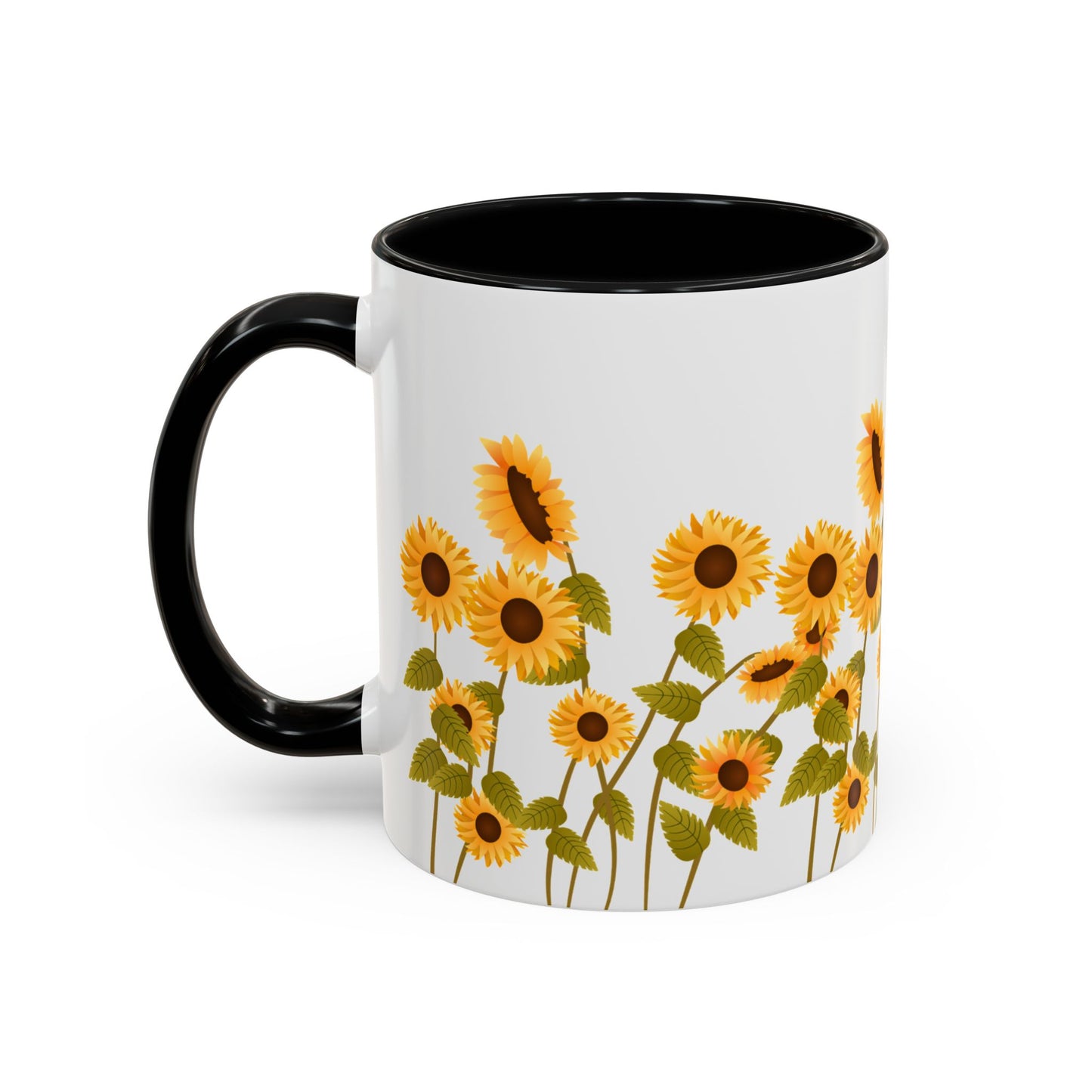 Sunflower Field Accent Tea Mug – Bright Floral 11/15oz Ceramic