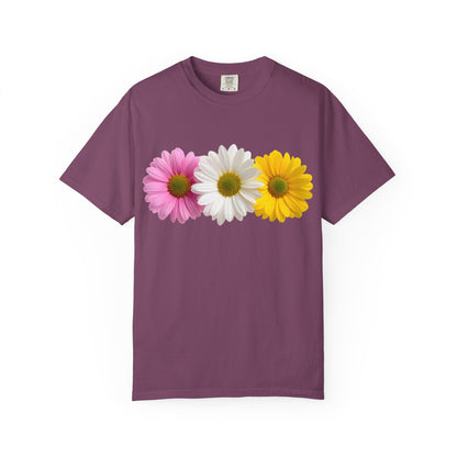 Daisy Trio T-Shirt — Pink White Yellow Floral Tee