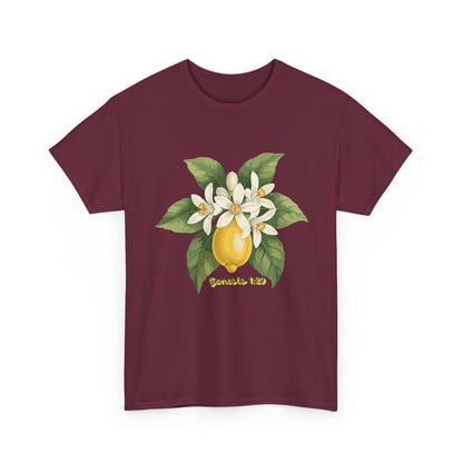 T-Shirt — Lemon Blossom Graphic Tee with 'Genesis 1:29' Scripture