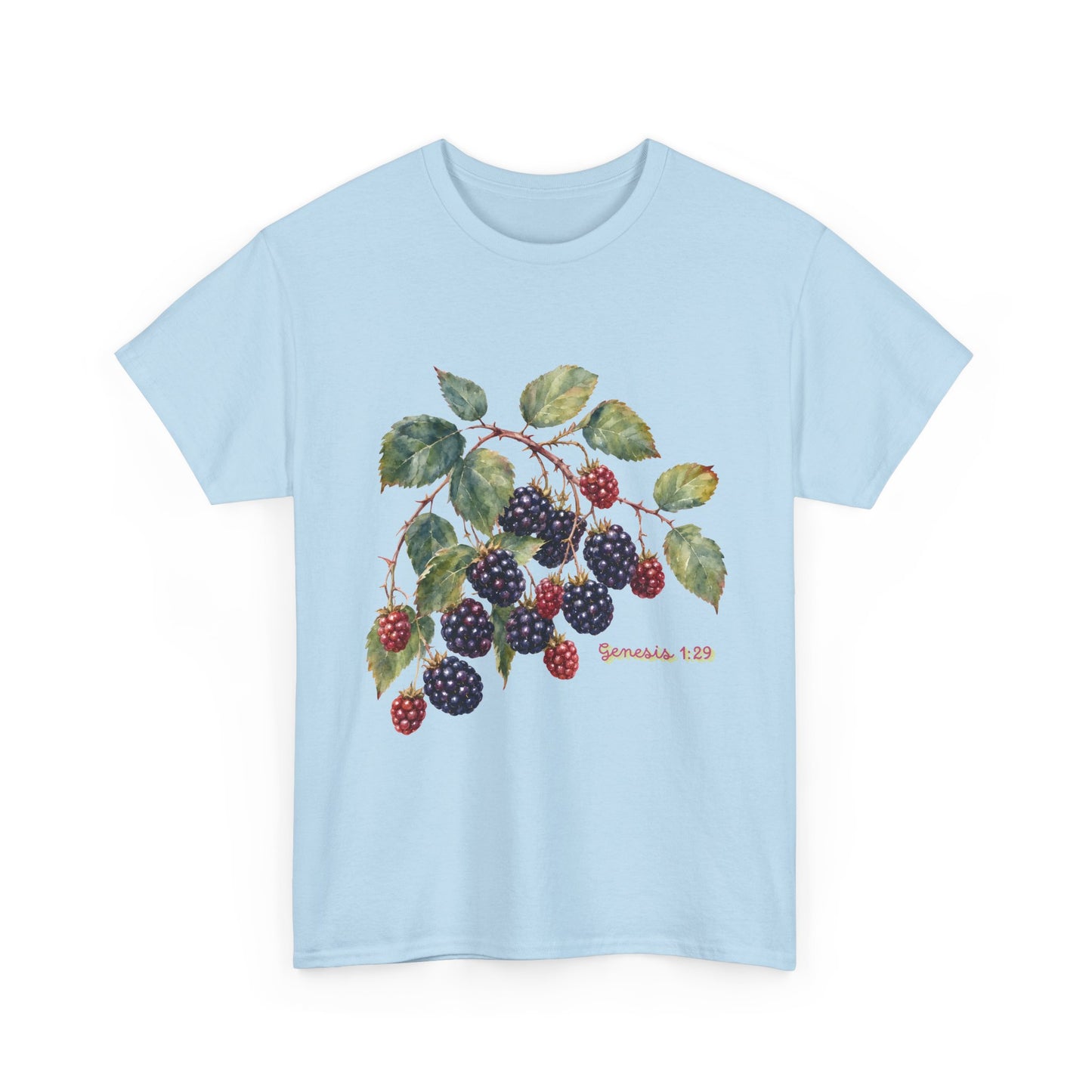 T-Shirt — Vintage Blackberry Branch Illustration Tee (Genesis 1:29)