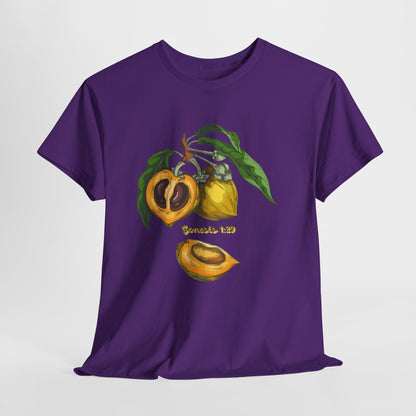 Apricot Illustration T-Shirt — Botanical Fruit Graphic Tee Genesis 1:29