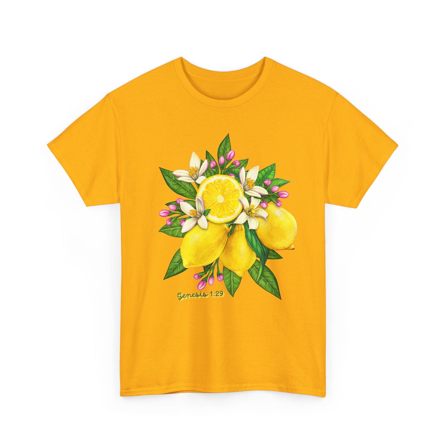 Lemon Blossom Tee — Botanical Citrus Graphic T‑Shirt (Genesis 1:29)
