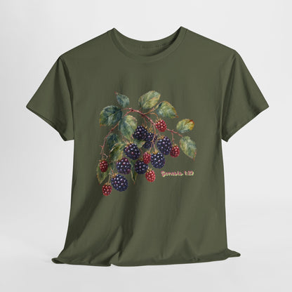 T-Shirt — Vintage Blackberry Branch Illustration Tee (Genesis 1:29)