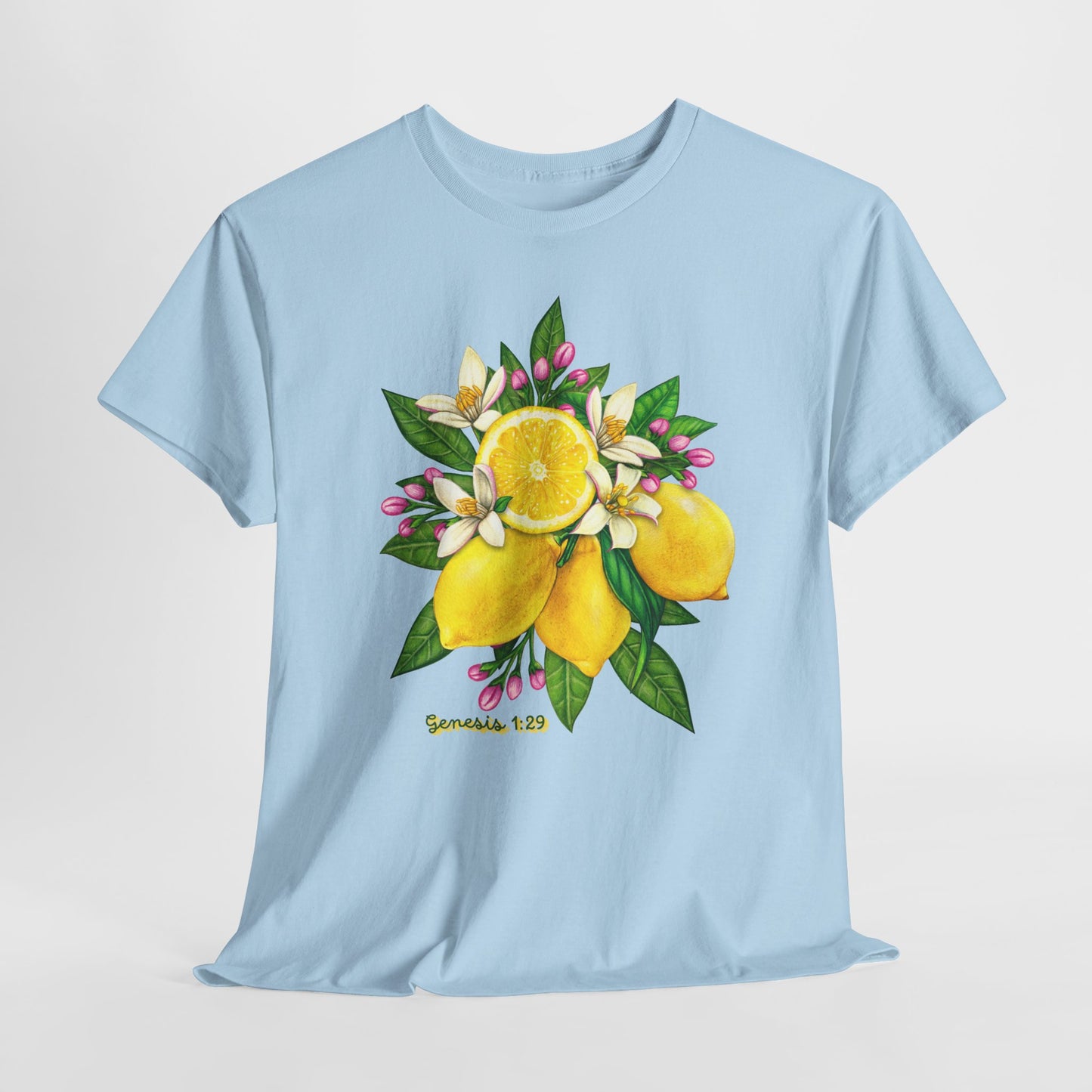 Lemon Blossom Tee — Botanical Citrus Graphic T‑Shirt (Genesis 1:29)