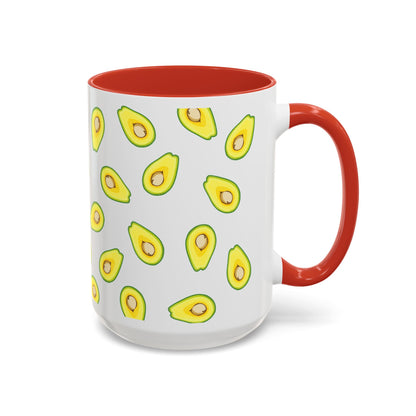Avocado Pattern Coffee Mug — Cute Avocado Print Accent Mug (11/15oz)