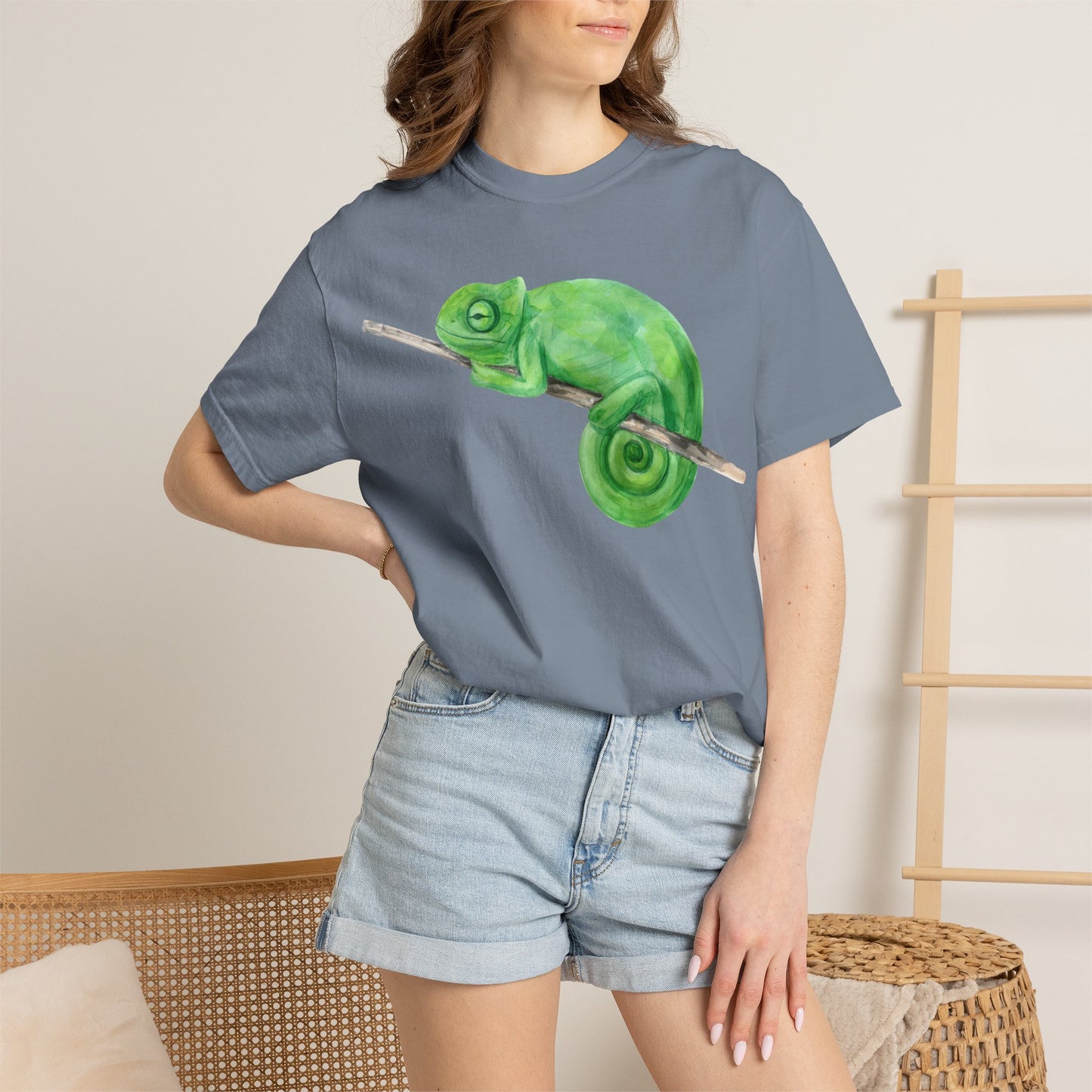 Chameleon Branch T-Shirt — Cute Green Chameleon Graphic Tee