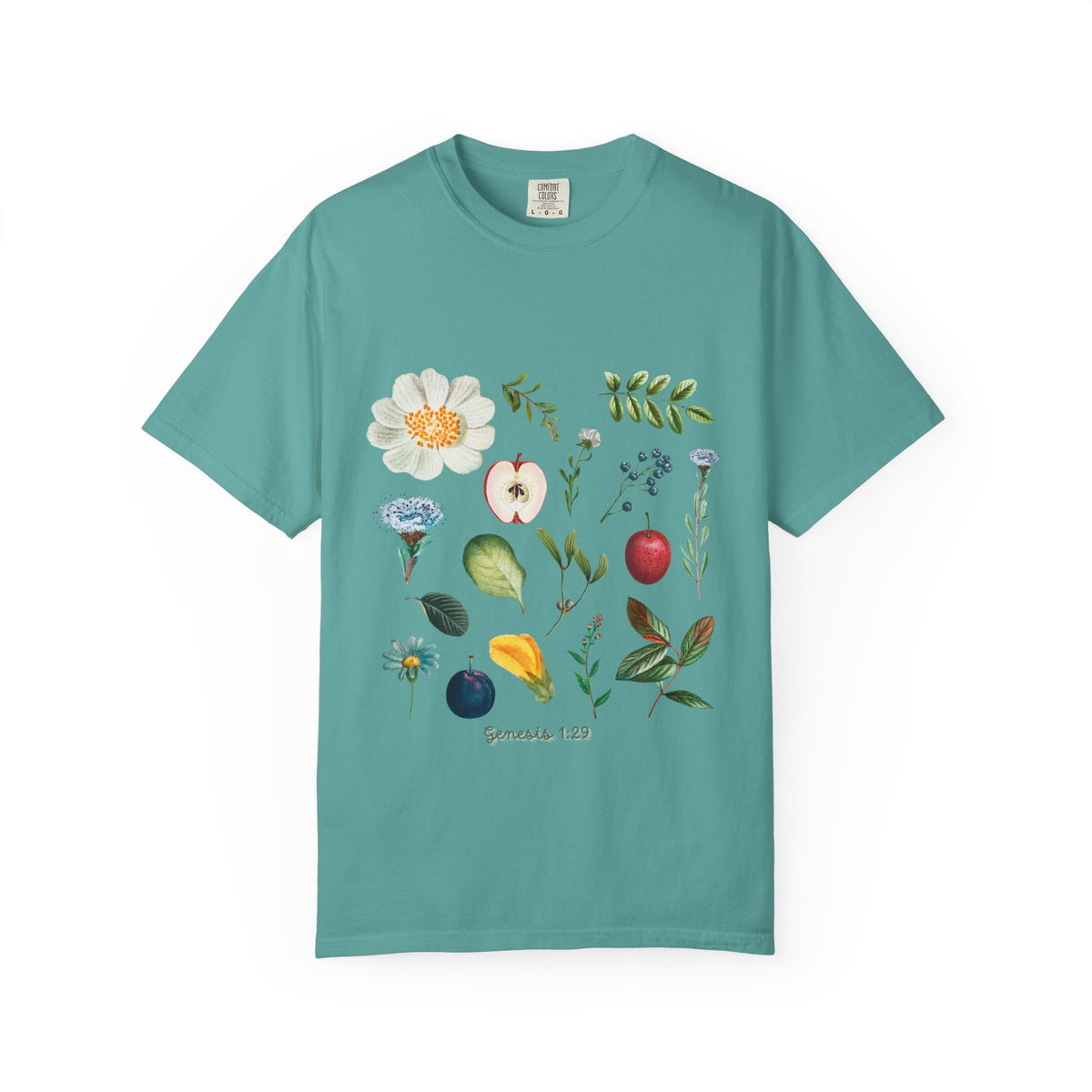Floral Fruits Botanical Tee — Jeremiah 1:9 Scripture Garden T-Shirt